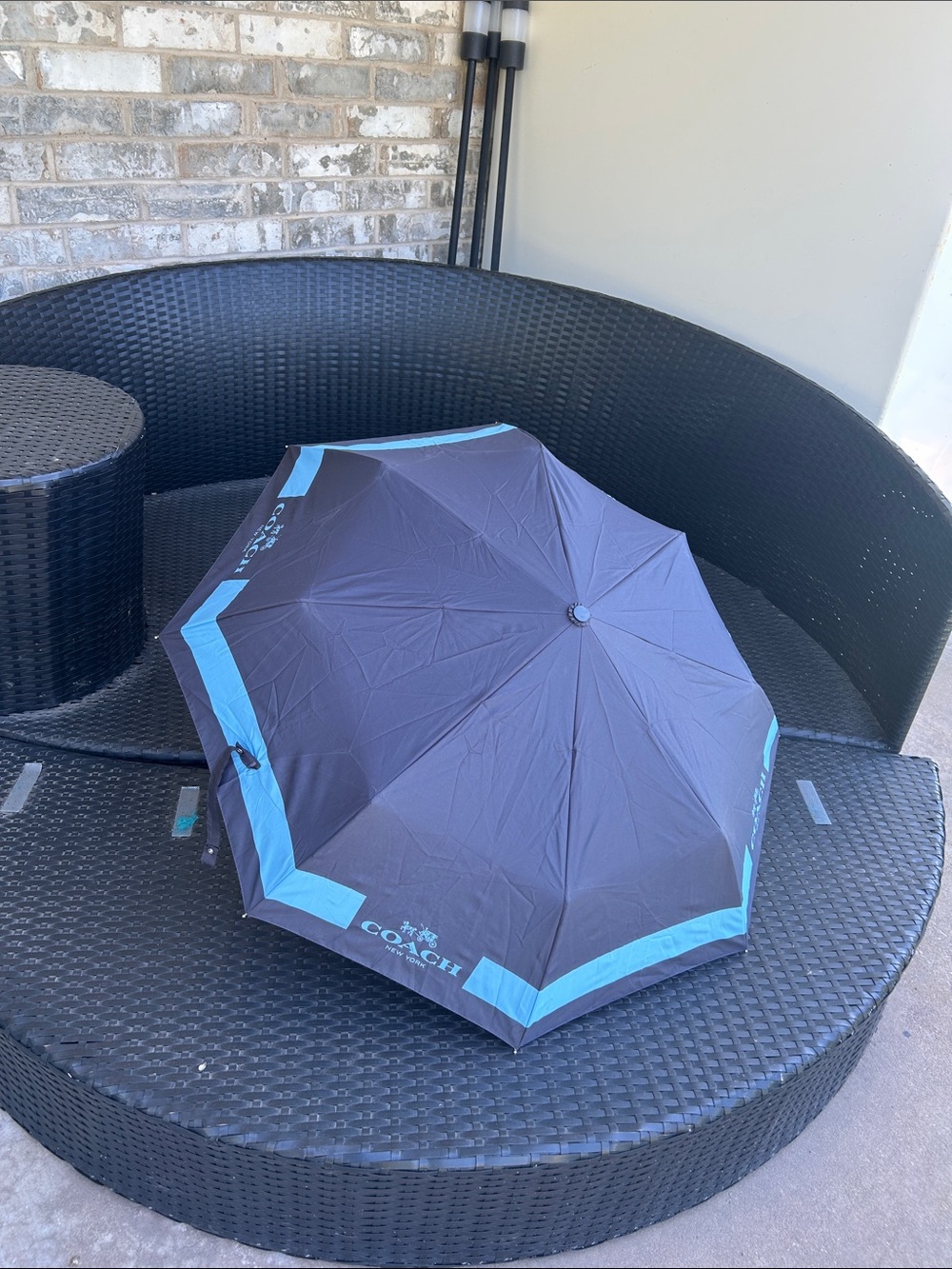 Coach Black and Blue Umbrella